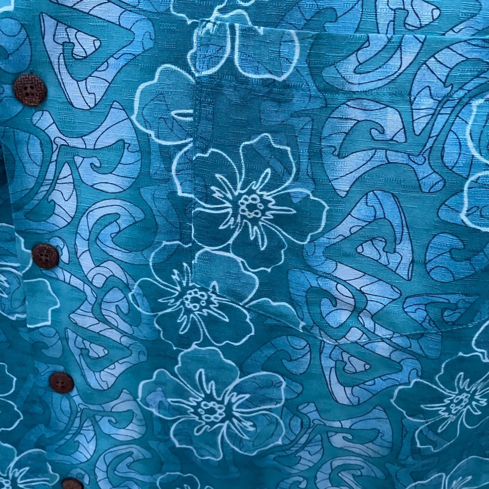 blue hawaiian short sleeve shirt - Picture 2 of 4
